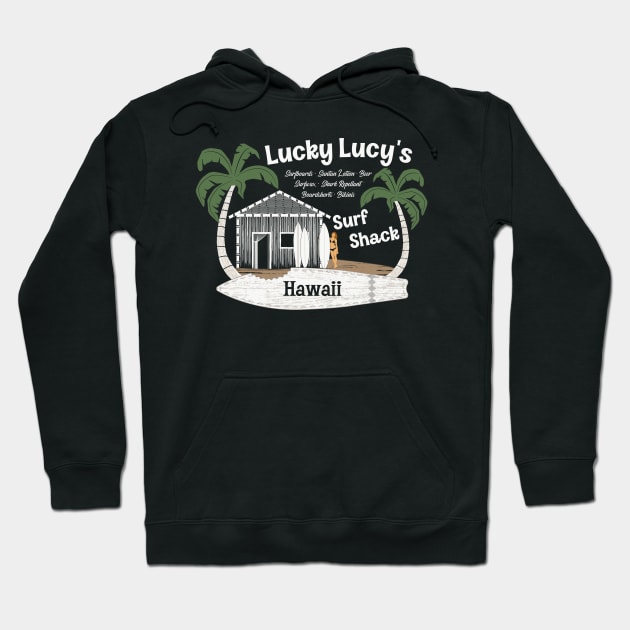 Lucky Lucy's Surf Shack Surfer Hoodie by SunGraphicsLab